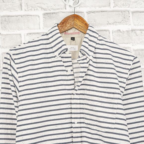 Apolis Men's Classic button Down Woven Shirt Striped cotton XS - Picture 4 of 6